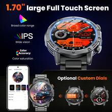 Hwagol Ceas inteligent nou pentru bărbați 2025, afișaj de 1,70'', lanternă LED, baterie mare de 1000mAH, ceas inteligent cu apeluri Bluetooth și busolă, ceas inteligent cu peste 100 de moduri sport, monitor de somn, tracker de fitness cu pedometru, ceas inteligent pentru femei, compatibil cu Android și IOS