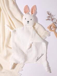 1pc Customized Embroidered Name Rabbit Lovey Blanket, Soft & Cute, Great Baby Gift For Boys & Girls
