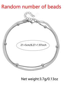 Nooxian 1pc Women's Anklet, Beach Vacation Waterproof Stainless Steel Snake Bone Chain Anklet, Versatile Daily Wear, Gift (Random Bead Quantity)
