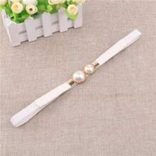 1pc Women Pearl Decor Elastic Waist Belt, Versatile For Sweaters, Jackets, Dresses