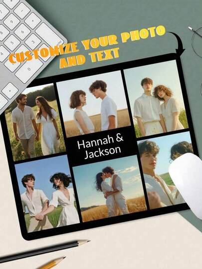 1pc Customized Photo Mouse Pad - Design With Your Text Or Photo - Non-Slip, Durable Stitched Edges, Natural Rubber - Suitable For Office, Advertising, Computer Work, Gaming, Anime, Mother's Day, Father's Day, Halloween, Christmas, Easter, Valentine's Day, New Year And Thanksgiving Gifts