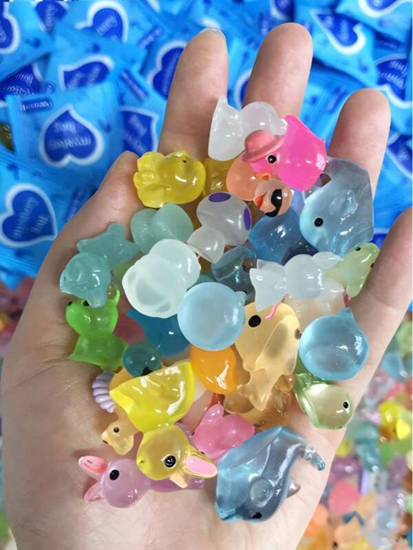 5/10/25/50 Pcs Glow-In-The-Dark Mystery Blind Bag, ABS Luminous Animal & Mushroom Figures, Aquarium, Toy House, Fairy Garden Decor, Home Decorations, Party Favors, Easter Gifts, Easter Decorations (Assorted Bag Styles)