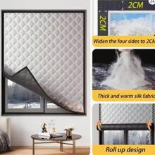 Insulating Curtain Convenient Self-Adhesive Cold Insulation Window Screen Sunshade Sound Insulation Double Layer Thick Insulating Curtain Blackout Curtain