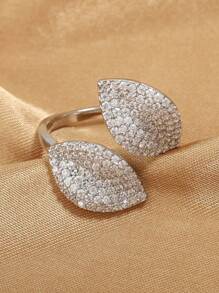1pc Cubic Zirconia Leaf Rings For Women, Casual Index Finger Accessories For Women, Exaggerated Decor,Elegant Statement Piece For Female, Perfect For Party, Birthday, Anniversary Gift