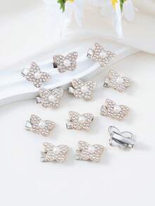 10 件可爱简约花朵和蝴蝶发夹，优雅仿珍珠和水钻设计，适合女士、青少年和女孩，非常适合派对、日常穿着和礼物（生日、节日）、发饰、夏季配饰、旅行、爪夹、发夹、发夹