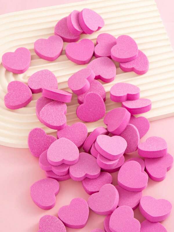 50/30/10pcs Heart Shape Mini Nail Buffer Block,100/180 Grit Double-Sided Sponge Nail File,Professional Nail Polishing Tools For Shaping And Smoothing,Suitable For Manicures And Pedicures
