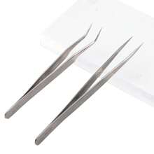 FADVAN 1/2Pcs Eyelash Tweezers Extension Black/Silver/Gold Stainless Steel Superhard Tweezers Straight And Bend Tweezer Eyebrow Volume Tweezers Set Makeup Tool High Precision Anti-Static Tweezers