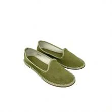 Handmade Suede Espadrille Shoes – "Sora" Model For Women, Comfortable And Lightweight For Everyday Y2K Vintage Use - 綠色 - 查看 3