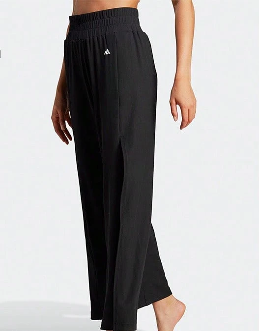 Adidas 長褲女跑步健身訓練戶外時尚休閒舒適加絨運動褲 - 黑色 - 查看 1