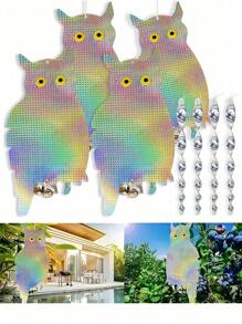 Anti-Bird Repellent Reflective Owl, Plastic Hanging Reflective Scare - Decorative Wind Turbine For Home And Garden, Owl Repellent - Plastic Hanging Reflective Repellent - Decorative Fan For House And Garden,Prevent Fruit Theft,Autumn Fall