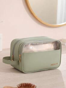 1Pc PU Transparent Toiletry Bag, Minimalism Waterproof Wash Bag With Zipper, Skin Friendly Solid Color Makeup Storage Bag, Portable Stylish Travel Toiletry Bag, Multi-Functional Cosmetic Bag, Large Capacity Clear Bag, Simple Cute Zipper Storage Bag Handheld, Beach Bag, Beach Tote Inner Bag, Gift For Summer, Anniversary, Valentine's Day, Vacation, Business Trip, Daily Use, Holiday, Back To School New Style In 2025.