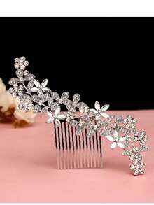 1pc Bride Hair Comb Alloy Rhinestone Ornament, Fashion Wedding Hair Accessory, Retro Style Photo Shoot Crystal Hair Clip Valentine's Day Accessories - A - View 6