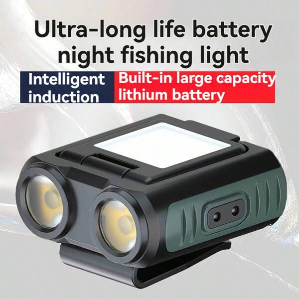 Lámpara frontal para exteriores de una pieza, multifuncional y con sensor de luz fuerte, con haz brillante y de largo alcance, de estilo sencillo, material ABS, forma aerodinámica, ajuste del sensor, batería de ultra larga duración, ideal para pesca y actividades de aventura al aire libre en todas las estaciones