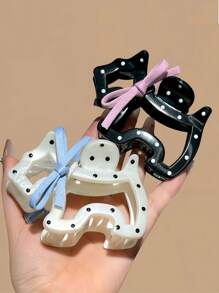 1pc Cute Bow Polka Dot Puppy Claw Clip Elegant Half Updo Hair Clip Hair Claw Stylish Multi-Wear Headpiece Fashion Hair Accessories