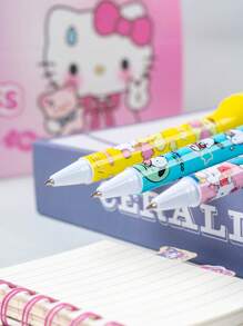 Sanrio 3 Stücke/1 Stück [offiziell lizenziert von Sanrio] Kugelschreiber mit 360° Drehung, Cartoon-Motive: Hello Kitty, Pompompurin, Badtz-Maru, Stressabbau Schreibstifte für Studenten, Schulmaterial, Schulanfang
