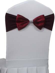 5pcs/25pcs Free Tie Spandex Chair Sash Bows Stretch Chair Band With Rhinestone Buckle Elastic Satin Chair Ribbon Sash Knot Ties For Banquet Party Event Hotel Birthday Wedding Christmas Decoration