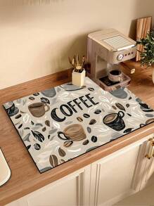 1pc Coffee Machine Absorbent Drip Mat, 5mm Thick Square Silica Gel Drying Pad, Quick Drying Protective Dish Drying Mat, Suitable For Washing Machine, Dryer, Kitchen And Bathroom, Modern Practical Pad, Absorb Grey Water, Ideal Gift, Washing Machine Dust Cover, Bedside Cabinet, Refrigerator, Countertop Mat, Multi-Purpose Washing Machine Top Cover Mat