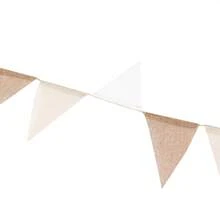 16.4 英尺/500 厘米粗麻布横幅粗麻布三角旗亚麻彩旗花环彩旗生日婚礼派对订婚露营乡村波西米亚风 - 家居装饰 - 婚礼装饰