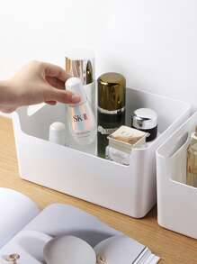 White Compact Drawer, Customizable Logo, Cosmetic Storage Box, Face Mask Box, Large Capacity, Bathroom/Kitchen Storage, Modern Uncover Recessed Drawer, Plastic, Handheld, Organizer