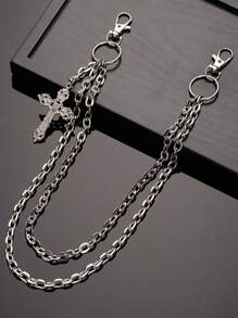 1 Stück Vintage-Stil vielseitiger Doppelschicht-Kreuzkettenarmband für Jeans, geeignet für den täglichen Gebrauch von Herren, Accessoire-Geschenk