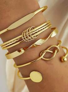 12-7pcs Set Fashion Textured Heart Shaped Metal Bangle Bracelet Set, Bohemian Style Adjustable Stacked Bracelets, Suitable For Daily Life And Party Wear, Ideal Gift For Friends And Family