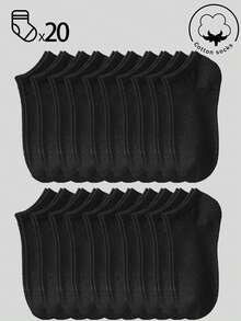 20/10/5/3/1 Pairs Men's Cotton Socks, Short Socks, Invisible Socks, Double-Line Anti-Slip Design, White/Black, Low-Cut Socks, Ankle Socks, Moisture-Wicking, Soft & Breathable, Suitable For Business, Casual, Home, Sports, College Style, All Seasons, Random Color Delivery