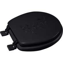 Bath Bliss Asiento de inodoro redondo estándar extra suave| Tapa decorativa de vinilo| Se adapta a asientos de 16.5 pulgadas| Bisagras antideslizantes ajustables de fijación rápida| Baño| Negro - negro - Ver 5