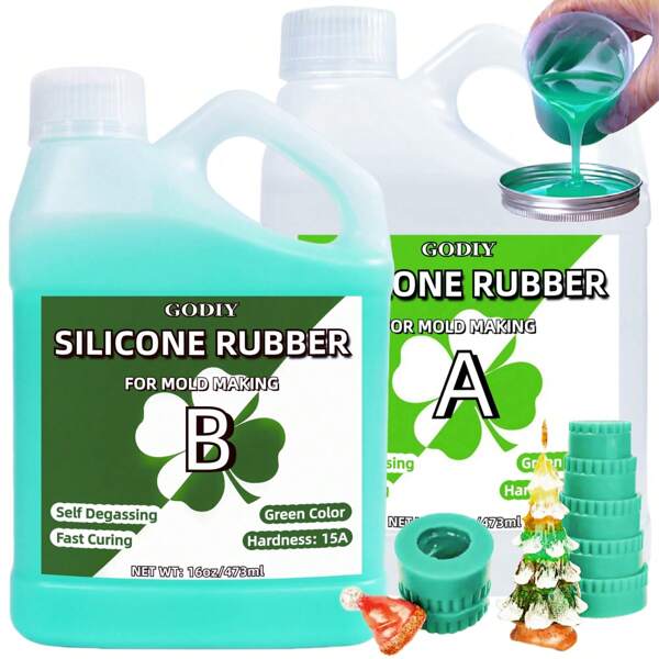 Emerald Green Silicone Kit 946ml | 15A Medium-Firm Mold Rubber For Resin, Concrete & Plaster Crafts | 30Min Fast-Cure, Low-Odor | 1:1 Mix, Reusable Molds