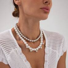 1 pièce Collier pendentif avec coquillage, étoile de mer et conque, chaîne de clavicule en perles fausses CCB minimaliste pour femmes