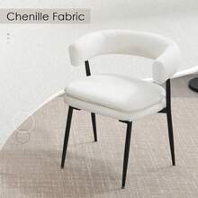 WAHSON OFFICE CHAIRS Set Of 2 Accent Dining Chairs In Chenille Fabric Upholstered Kitchen Dining Room Chairs - White - View 4