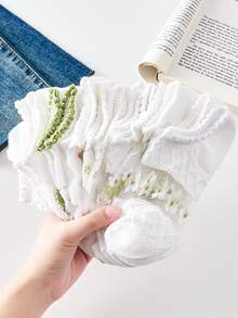 5 Pairs Fresh Crystal Glass Silk Short Ankle Socks - Multicolor - View 8