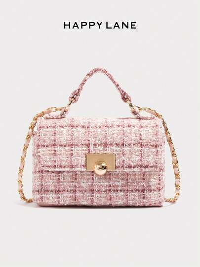 HAPPY LANE Vintage Elegant Handbag, Minimalist Shoulder Bag, Custom Golden Ball Clasp Crossbody Bag, Suitable For Business, Casual, Shopping, And School, Front Twist Lock Handbag, With Shoulder Strap, Shoulder Bag, Crossbody Bag, Perfect For Daily, Gatherings And Travel, Lightweight And Durable, Retro Charm, Suitable For Women Pursuing Elegant Personalized, Suitable For Any Occasion, Showcasing Unique Fashion Taste