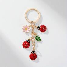 Cute Ladybug Keychain With Flower Charm, Enamel Alloy Key Ring Pendant,  Bag & Purse Accessory, Adorable Insect-Themed Gift For Women & Girls - 彩色 - 查看 6