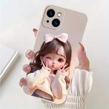 Suitable For IPhone 16 15 14 13 1211 Pro Max Cartoon Cute Girl, Creative Design Pattern Mobile Phone Case, Beautiful, Give Boyfriend And Girlfriend Gifts. - 白色 - 查看 2