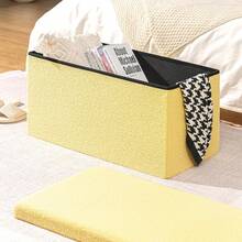 Storage Ottoman Bench, Folding Upholstered Sherpa Ottoman, Large Storage Chest Footrest With Lids, Entryway Bench For Living Room, Yellow, 31.5'' X 15.7'' X 15.7'' - Mustard Yellow - View 5