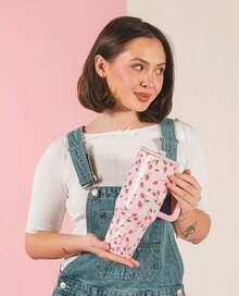 hydrojug Original Traveler - 32oz 40oz Water Bottle With Handle & Flip Straw - Fits In Cup Holder, Leak Resistant Tumbler-Reusable Insulated Stainless Steel & Rubber Base - Gifts For Women & Men,