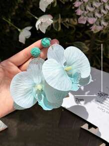 1 par de pendientes de flores de rafia exageradas de estilo de vacaciones para mujeres, adecuados para la playa, los viajes y los atuendos de la