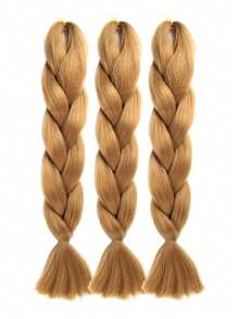 1条24英寸100克/条巨型编织接发，颜色可选：棕色、粉色、金色、紫色、蓝色、绿色、红色、灰色，适合女性日常、节日、派对、圣诞节、音乐节、嘉年华、新年等场合，可作为礼物赠送。YAKI纹理。