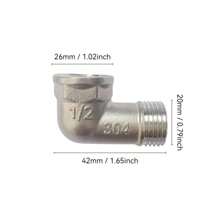 1/2/Pcs 304 Stainless Steel G1/2 Interface Internal & External Thread Elbow, 90 Degree Internal & External Thread Elbow, Reducing Elbow, Plumbing Fittings, Stainless Steel Fittings For Home, Industry, Automobile And Garden Quick Connect Adapters