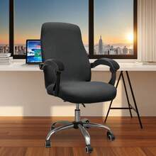 1/2 pièces Housse de chaise de bureau noire résistante à l'eau, housse de chaise d'ordinateur pour chaises avec accoudoirs, 1 pièce Housse de chaise de bureau en soie de lait élastique et imperméable, housse de chaise de couleur unie minimaliste, convient pour le bureau, l'étude, le salon - Multicolore - Voir 35