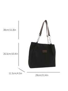 Fashionable Versatile Simple Large Capacity Women Tote Bag - Black - View 5