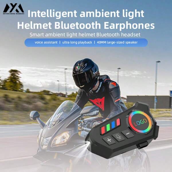 Helmet Bluetooth Headset, Waterproof And Noise-Reducing, For Motorcycle Riding. Wireless Bluetooth Headset For Motorcycles. Full Helmet Or Half Helmet. Transmission Range 10M. Battery Capacity 800mAh. Battery Life 40 Hours. Water Resistance Rating IPX8. Split Installation. Equipped With Ambient Light And Flashlight.