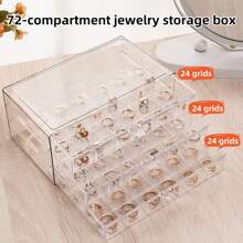 [ Thickened Transparent Jewelry Storage Box ] Large-Capacity Household Organizing Box, Dust-Proof Storage Box For Earrings And Necklaces, Drawer-Style Jewelry Box, One Compartment For Each Item, For Organization And Storage For Women Storage Organizer Travel Essentials Back To School Dormitory Storage