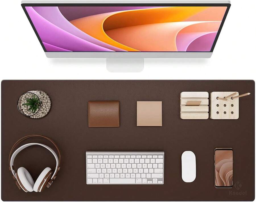 K KNODEL Non-Slip Desk Mat, Desk Pad, Desk Blotter, Desktop Mat For Desk, Large Desk Protector, Office Computer And Laptop Mat For Desk (35.4"X17", Brown) - Nâu sẫm - Xem 1