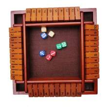 1 pieza Juego de Cerrar la Caja, Juego de dados de madera para 2-4 jugadores para fiestas, juegos de mesa de madera para oficina y hogar