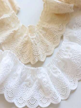 1 Yard Embroidered Ruffle Lace Trim, Clothing Sewing Accessories For Garment, Dress Hem DIY Decoration