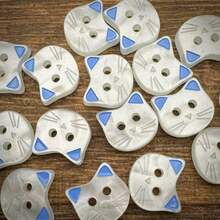 10/20pcs Cute Buttons With Pink Ears, Small Cat Cartoon Animal Buttons For Cardigans, Handmade Accessories, Decorative Buttons. - Multicolor - View 4