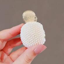 2pcs Metal Hollow Rhinestone Faux Pearl Hair Claw, Daily Use Ponytail Holder, Elegant Chic And Minimalist, Versatile Hair Accessory Hair Clips Hair Jaw Fall Winter Hair Accessories For Women For Vacation Outfits Woman - Gold - View 4