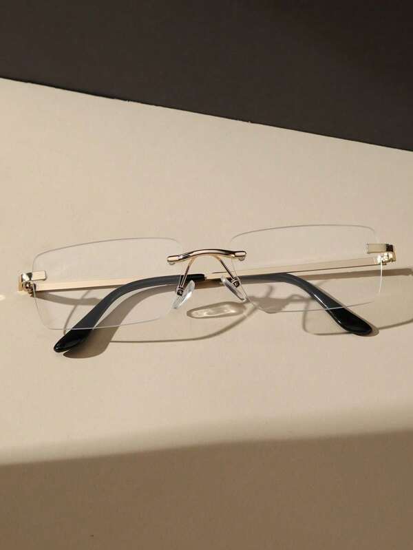 1pc Women Square Copper Frame Classical Clear Glasses For Daily Reading Prevent Eye Strain Accessories