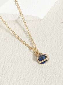 1pc Fashionable High-End Shiny, Elegant, Minimalist Heart & Water Drop Zodiac Birthstone Crystal Zirconia Pendant Necklace, Suitable For Daily Wear, Gift For Family And Friends